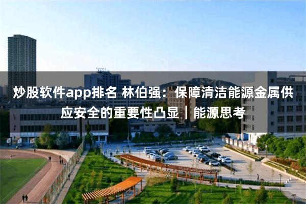 炒股软件app排名 林伯强:保障清洁能源金属供应安全的重要性凸显︱能源思考