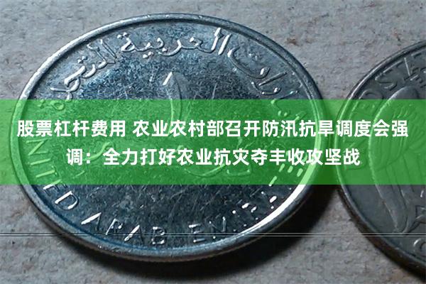 股票杠杆费用 农业农村部召开防汛抗旱调度会强调:全力打好农业抗灾夺丰收攻坚战