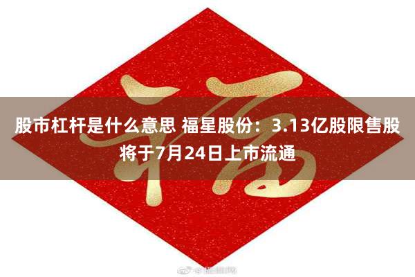 股市杠杆是什么意思 福星股份:3.13亿股限售股将于7月24日上市流通